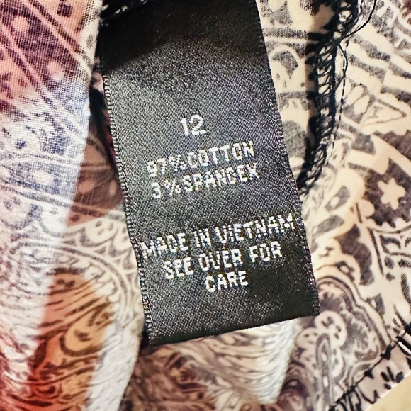 AB Studio Sleeveless Paisley Shirt Dress | Size 12 | Navy & White |Cotton Blend - Picture 4 of 4